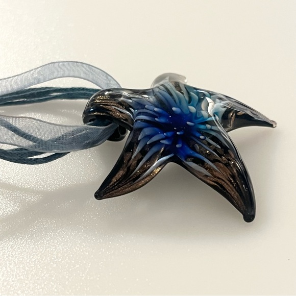 Artisan Hand Blown Star Fish Pendant Necklace - Picture 9 of 16